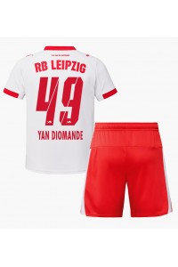 Fotbalové Dres RB Leipzig Yan Diomande #49 Dětské Domácí Oblečení 2025-26 Krátký Rukáv (+ trenýrky)